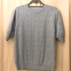 Womens Crew Neck Puff Short Sleeve Sweater